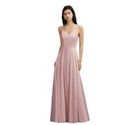 SWEMILE Robe de Soirée Femme Élégante Col en V Robe de Cocktail sans Manches en Dentelle Mousseline Exquise pour Bal Cérémonie Tempérament Couvrant Le Ventre Robe Demoiselle d'honneur