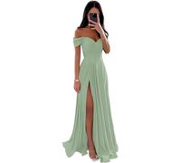 SWEMILE Robe de Soirée Longue Femme en Satin avec Fente Sexy Robe Dos Nu sans Manches Robe de Cocktail Soirée Bal de Gala de Promo Robe Demoiselle d'honneur pour Fête Anniversaire Robe Sauge Cendré