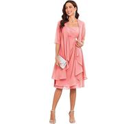 SWEMILE Robe en Corail Robe au Genou Une Silhouette Plus Marquée Robe Magnifique avec Une Veste Cintrée Robe de Cérémonie
