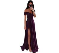 SWEMILE Robe Moulante Fendue Plissée en Satin Chic et Élégante pour Bal, Mariage, Soirée, Cocktail, Gala de Promo, Fête, Anniversaire - Sexy Sans Manches Dos Nu - Prune Taille 40