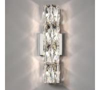SWEMOPP Appliques murales en cristal longues appliques murales en cristal chromé pour salon chambre à coucher luminaires de vanité de salle de bain linéaire de luxe lampe de chevet moderne nordique po