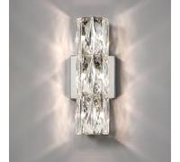 SWEMOPP Appliques murales en cristal longues appliques murales en cristal chromé pour salon chambre à coucher luminaires de vanité de salle de bain linéaire de luxe lampe de chevet moderne nordique po