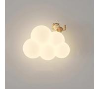 SWEMOPP Appliques murales pour enfants pour chambres filles appliques murales en nuage pour chambre d'enfant dessin animé animal mignon abat-jour en lait blanc applique murale LED à intensité variable