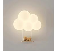 SWEMOPP Appliques murales pour enfants pour chambres filles appliques murales en nuage pour chambre d'enfant dessin animé animal mignon abat-jour en lait blanc applique murale LED à intensité variable