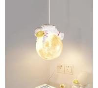 SWEMOPP Astronaute Luminaires suspendus modernes LED 3D planète lune suspension pour chambre d'enfants lampe suspendue de plafond du milieu du siècle lustre pour enfants mignon pour filles garçons cha
