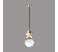 SWEMOPP Astronaute Suspension moderne pour chambre d'enfant blanc lait planète boule bleu impression 3D lune plafond suspension lampe nordique Spaceman lustre moderne pour chambre de filles garçons sa