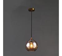 SWEMOPP Lampe Suspendue Noire Moderne, Boule de Verre fumé, Plafond de Ferme, Lustre Industriel Vintage en Verre ambré chromé pour Salle à Manger, Cuisine, île, Restaurant, Bar, café