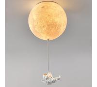 SWEMOPP Lustre de chambre à coucher pour enfants, luminaire de plafond, boule de lait blanche, impression 3D, lune, planète, astronaute, plafonnier pour chambre de garçons, suspension pour enfants, po