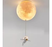 SWEMOPP Lustre de chambre à coucher pour enfants, luminaire de plafond, boule de lait blanche, impression 3D, lune, planète, astronaute, plafonnier pour chambre de garçons, suspension pour enfants, po