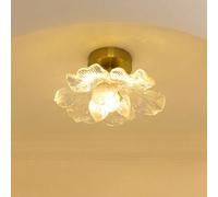 SWEMOPP Plafonnier à Fleurs en Verre Luminaires de Plafond de Couloir à Montage Semi-encastré Grande Salle de Bain dorée à proximité du plafonnier Plafonnier de Cuisine à pétales Floraux pour entrée,