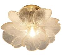SWEMOPP Plafonnier à Fleurs en Verre Luminaires de Plafond de Couloir à Montage Semi-encastré Grande Salle de Bain dorée à proximité du plafonnier Plafonnier de Cuisine à pétales Floraux pour entrée,