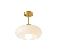 SWEMOPP Plafonnier encastré en verre de lait pour cuisine, lustre vintage doré, couloir proche du plafonnier, tambour en verre blanc, plafonnier moderne du milieu du siècle pour salle de bain, entrée,