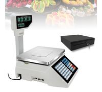 SWENEEN Balance étiqueteuse, Balance numérique de Prix, Caisse enregistreuse électronique avec Code-Barres, Balance Commerciale numérique pour Produits Alimentaires avec Coffre-Fort.