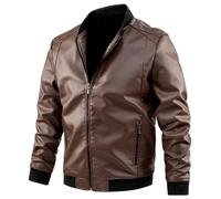 SWEPER Blouson en Cuir Homme - À Manches Longues Grande Taille Veste en Cuir Synthétique Polyuréthane Hommes Cardigan À Fermeture Éclair Manteau en Cuir Décontracté Moto Biker Manteau Vestes en Cuir