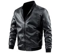 SWEPER Blouson en Cuir Homme - Manches Longues Grande Taille Veste en Cuir Synthétique Polyuréthane Hommes Manteau en Cuir Décontracté Moto Biker Manteau Vestes en Cuir Mâle Grande Taille