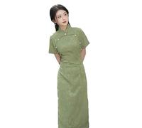 Robe Chinoise pour Femme - Hiver Manches 3/4 Longue Cheongsam Robe Qipao Année Chinoise pour Femme Robe Traditionnelle De Mère De La Mariée,Style A,S