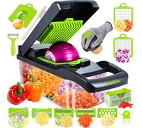 Swetfela 18 en 1 Coupe Legumes Multifonctions - Mandoline Cuisine, Hachoir à Légumes avec 7 Lames, Gant, Brosse de Nettoyage et Éplucheur, Coupe-Légumes pour Fruits et Légumes