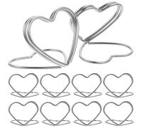 SWETRACE 10pcs Porte-Cartes de Menu Mariage en Métal Argenté de Cœur, Clips Robustes et Élégants pour Décoration Table Mariage et Support Marque-Place Champêtre