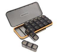 SWETRACE Boîte à Pilules Noire Portable en Abs 21 Compartiments, Résistant aux Chocs, Rangement de Remède en Voyage un Paquet à Dos