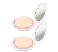 SWETRACE Boîte à Poudre Vide Ronde Portable en Plastique Blanc avec Ouverture Magnétique, 2pcs Mini Boîtes à Poudre pour Maquillage DIY et Voyage