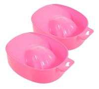 SWETRACE Bols de Trempage Non Cassants pour Manucure Lot de 2 en Plastique Rose, Adaptés pour Dissolvant Vernis à Ongles et Capacité pour Cinq Ongles, pour Spa des Mains