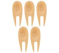 SWETRACE Outils de Réparation de Divots en Bambou Beige, Fourche de Golf Portable Marqueur de Balle Set de 5 Accessoire Léger pour Entretien Facile Green