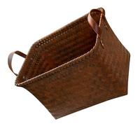 SWETRACE Panier de Rangement Tressé Décoration Maison Style Pastoral Imitation Rotin Poignées en Cuir Confortable, Grand Panier de Stockage Dimensions 38x26x24 Cm pour Linge Sale