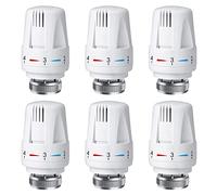 Swetup Trv Lot de 6 vannes thermostatiques pour radiateur - Tête de thermostat M30 x 1,5 - Tête de rechange standard pour la maison et le bureau - Blanc