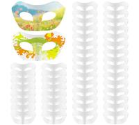 SWEWARM Lot de 48 demi-masques vierges blancs en papier mâché peints à la main avec cordon élastique pour cosplay, carnaval et fêtes d'Halloween