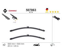SWF Balai d'essuie-glace avec spoiler Avant | Version: Balai d'essuie-glace plat | Longueur 1: 500mm | Longueur 2: 500mm 507863