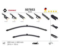SWF Connect - K04 - Kit de Balais d’essuie-glace plats 600 mm / 400 mm fabriqués en Allemagne pour une performance d’essuyage optimale - Avant - Lot de 2 Essuies-glaces - 507853