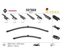 SWF Connect - K31 - Kit de Balais d’essuie-glace plats 650 mm / 475 mm fabriqués en Allemagne pour une performance d’essuyage optimale - Avant - Lot de 2 Essuies-glaces - 507868