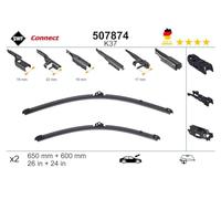 SWF Connect - K37 - Kit de Balais d’essuie-glace plats 650 mm / 600 mm fabriqués en Allemagne pour une performance d’essuyage optimale - Avant - Lot de 2 Essuies-glaces - 507874