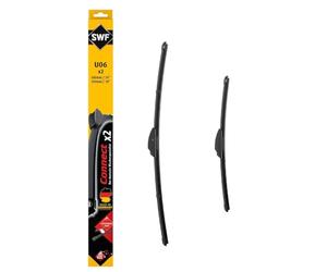 SWF Connect - U06 - Kit de Balais d’essuie-glace plats 600 mm / 450 mm fabriqués en Allemagne pour une performance d’essuyage optimale - Avant - Lot de 2 Essuies-glaces - 507825