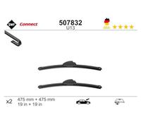 SWF Connect - U13 - Kit de Balais d’essuie-glace plats 475 mm / 475 mm fabriqués en Allemagne pour une performance d’essuyage optimale - Avant - Lot de 2 Essuies-glaces - 507832