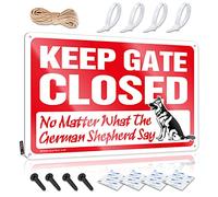 SWFG Decor for Man Cave Keep Gate Closed No Matter What The German Shepherd Say Panneau en métal pour bar (30 x 40 cm)
