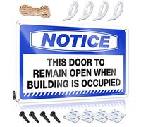 SWFG Décoration d'intérieur en étain pour homme avec inscription « Notice This Door to Remain Open When Building is Occupied » - 20 x 30 cm