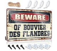 SWFG Panneau de bar en métal avec inscription « Beware of Bouvier des Flandres » (20 x 30 cm)