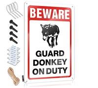 SWFG Panneau de bar pour bar à la maison avec inscription « Beware ! Guard Donkey On Duty » - Décoration de bar en métal (30 x 40 cm)
