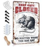 SWFG Panneau de bar pour décoration d'intérieur avec inscription « Keep Gate Closed No Matter What The Rat Say » - Plaque en métal amusante - Décoration de porte de chambre à coucher (20 x 30 cm)