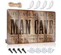 SWFG Panneau de porte de chambre « Wrning Enter at Your Own Risk » - Plaque décorative en étain - Accessoires de bar pour caverne d'homme (20 x 30 cm)
