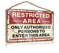 SWFG Panneau en bois pour porte d'entrée avec inscription « Restricted Area Only Authorized Persons To Enter This » (23 x 35 cm)