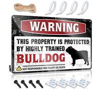 SWFG Panneau en étain avec inscription « Man Cave » et décoration « Warning This Property is Protected by A Highly Trained Bulldog » (20 x 30 cm)