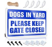 SWFG Panneau en étain humoristique avec inscription « Dogs in Yard Keep Gate Closed » - Décoration de porte de chambre à coucher - Panneau de grotte Bro (20 x 30 cm)