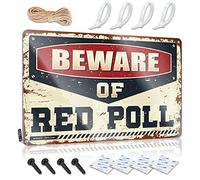 SWFG Panneau humoristique en étain avec inscription « Beware of Red Poll » - Décoration personnalisée (30 x 40 cm)