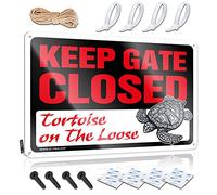 SWFG Panneau humoristique en métal avec inscription « Please Close The Gate Tortoise On The Loose » (30 x 40 cm)