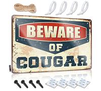 SWFG Panneau vintage humoristique en étain avec inscription « Beware of Cougar » (30 x 40 cm)