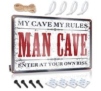 SWFG Plaque en métal « Bar Open » avec inscription « Enter at Your Own Risk » - Panneau en étain pour homme et grotte - 30 x 40 cm