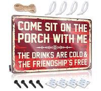 SWFG Plaque en métal humoristique avec inscription « Bathroom Come Sit On The Porch with Me The Drinks are Cold and The Friendship is Free » (30 x 40 cm)