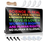 SWFG Plaque humoristique en métal « Science is Real Black Lives Matter BLM » - Inscription « Love Rainbow » - Pour maison, bar, maison - 20 x 30 cm
